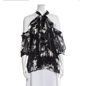 Erdem Silk Blouse with Floral Print (Off shoulder, halterneck)